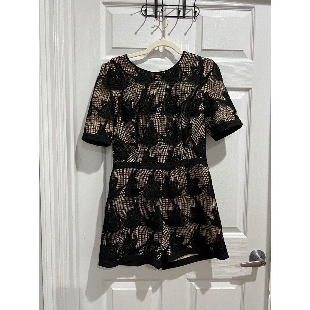 Charlie Jade Romper Black Lace Overlay Short Sleeve Party Medium